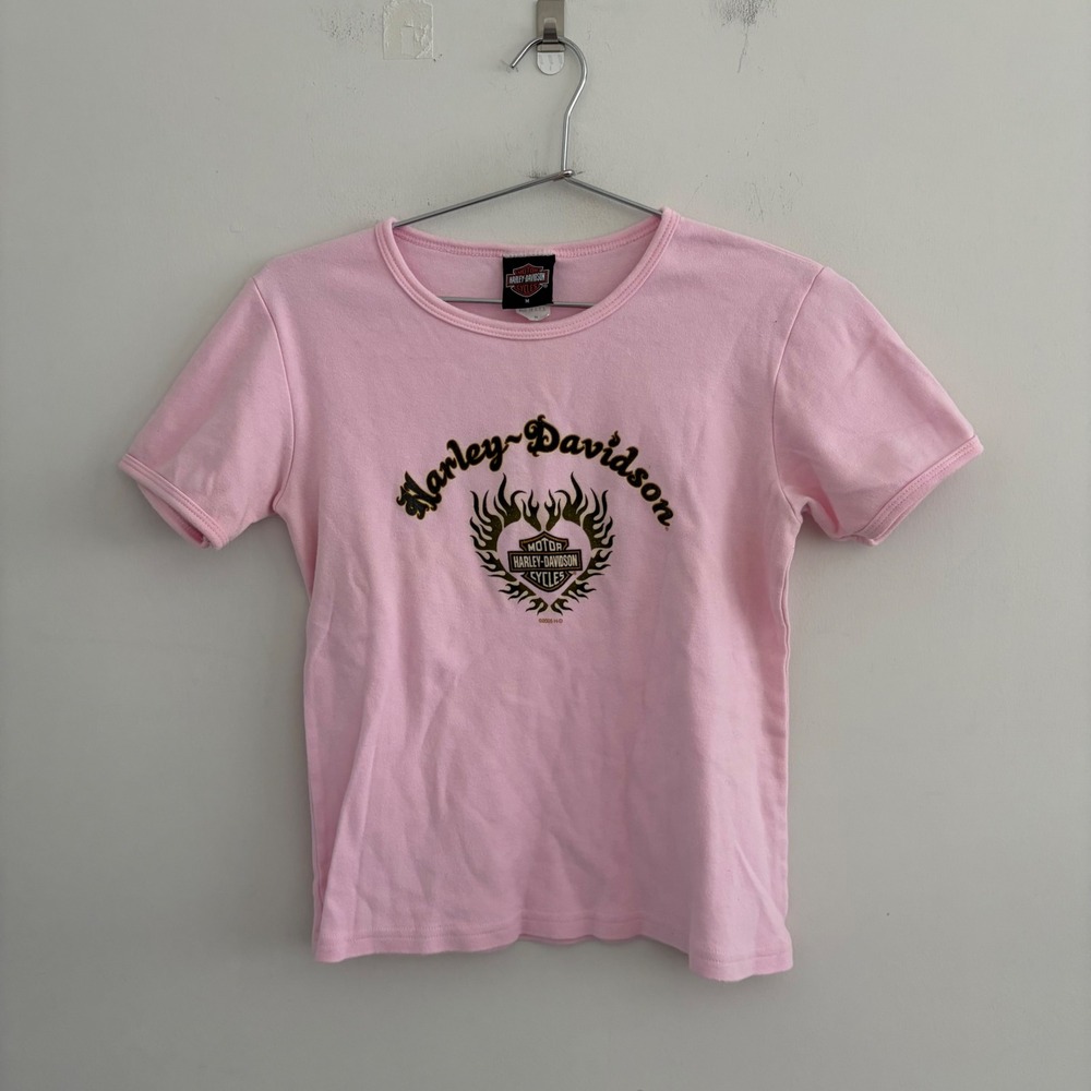 Harley Davidson Womens Pink St Louis Baby Tee Graphic T-Shirt Medium